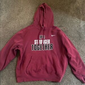 Nike XL Hoopa Burgundy Hoodie with 'Stronger Together' Print in great condition